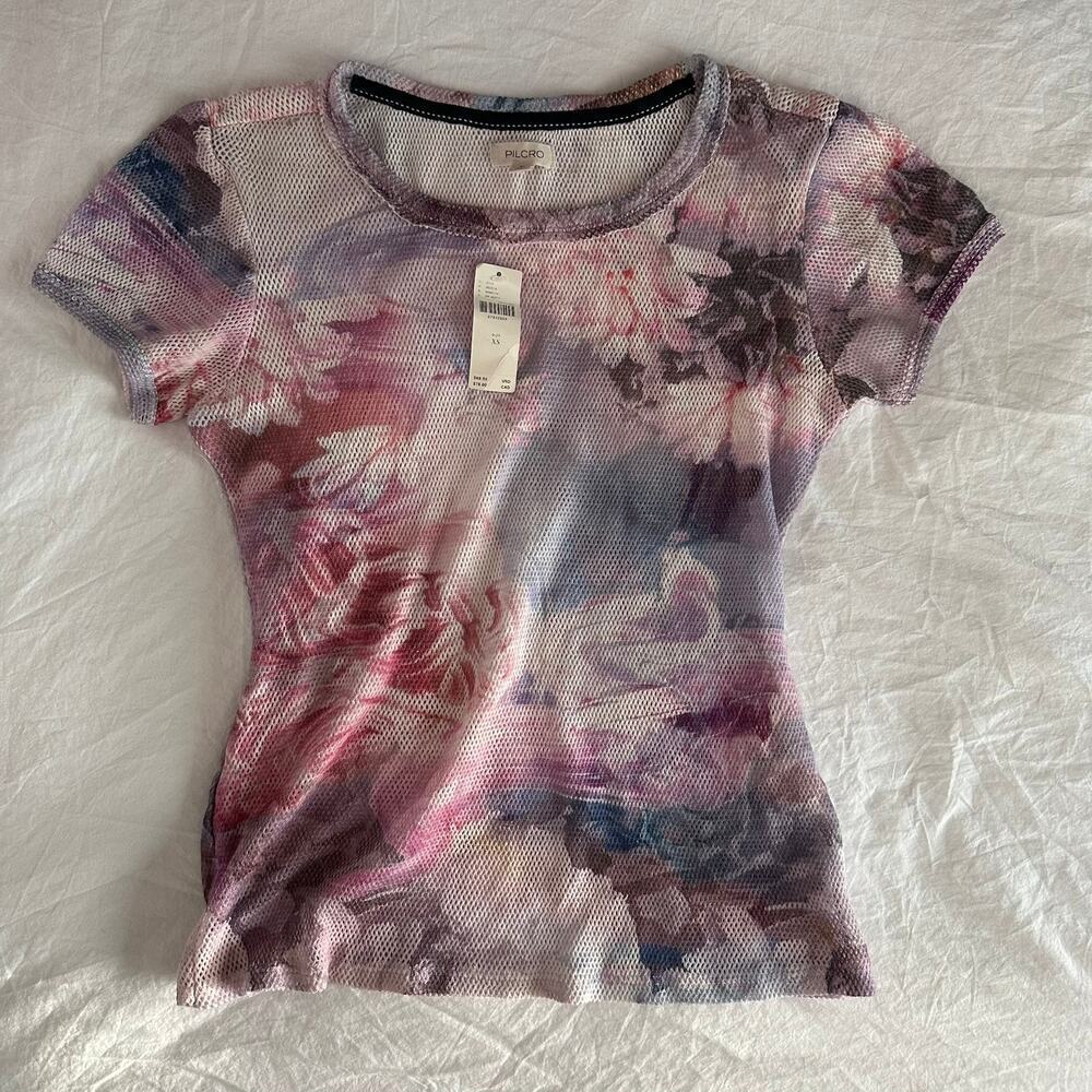 Anthropologie Pilcro Mesh Ringer Tee Size XS NWT